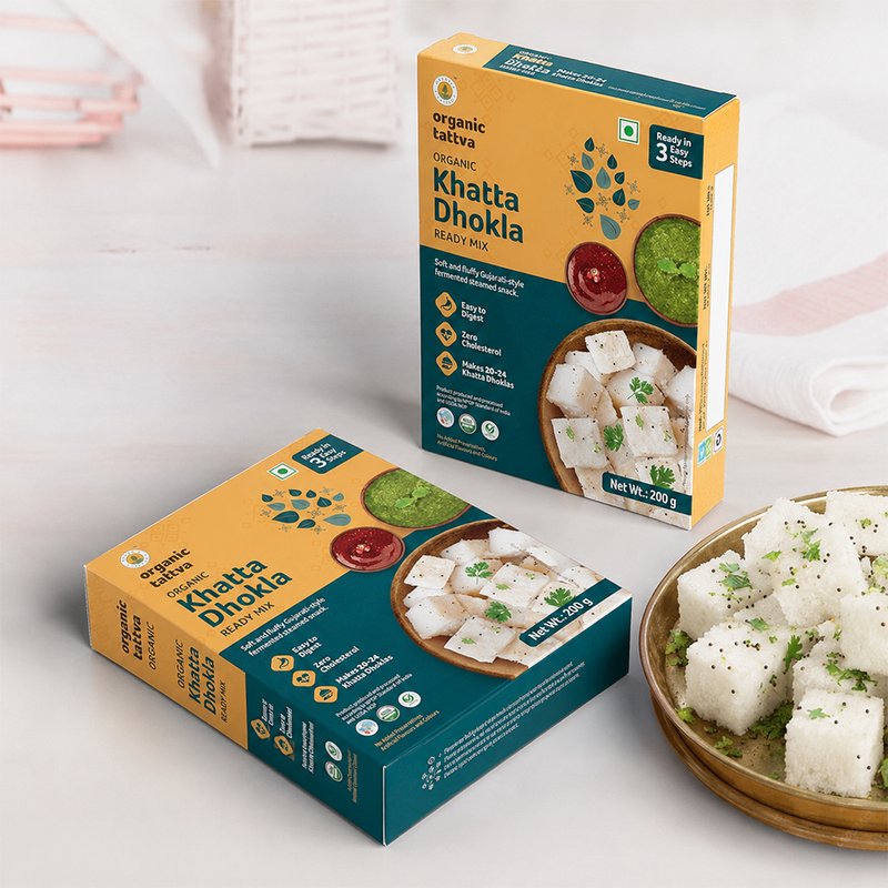 Organic Tattva Khatta Dhokla Ready Mix | Instant Khatta Dhokla Premix | Soft & Spongy Gujarati Snacks Mix