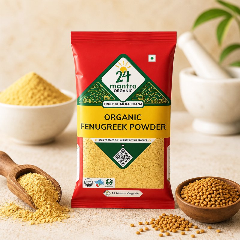 24 Mantra Organic Fenugreek Powder | Methi Powder | Ground Fenugreek Spice | Indian Masala | Rich Aroma | Everyday Cooking