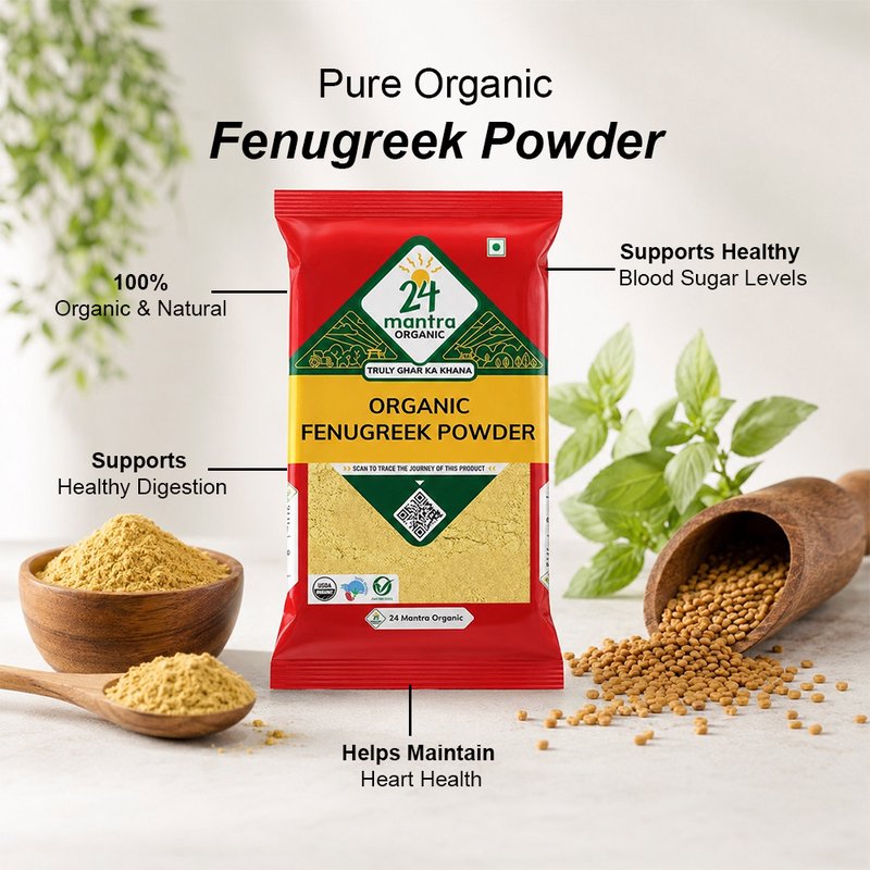24 Mantra Organic Fenugreek Powder | Methi Powder | Ground Fenugreek Spice | Indian Masala | Rich Aroma | Everyday Cooking