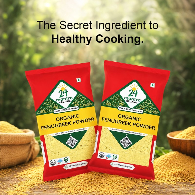 24 Mantra Organic Fenugreek Powder | Methi Powder | Ground Fenugreek Spice | Indian Masala | Rich Aroma | Everyday Cooking