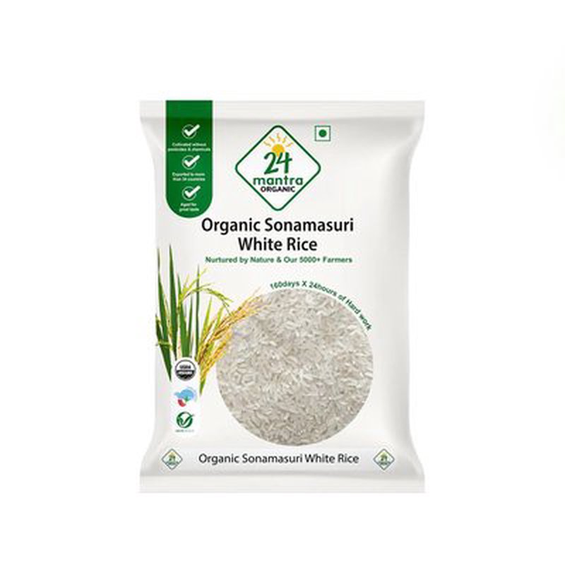 24 Mantra Organic Sona Masuri White Rice | 100% Certified Organic | Premium Quality Rice | Lightweight & Aromatic | Chemical-Free