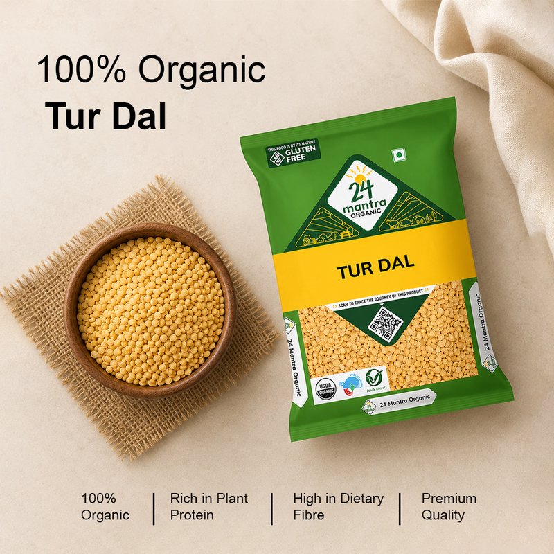 24 Mantra Organic Toor Dal (Tur Dal) | 100% Certified Organic Arhar Dal | Unpolished | Rich in Protein | No Chemicals or Preservatives
