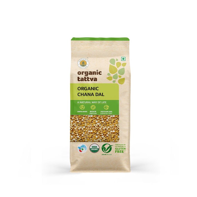 Organic Tattva Chana Dal | Organic Split Bengal Gram | Premium Chana Dal | High Protein Lentils for Indian Cooking