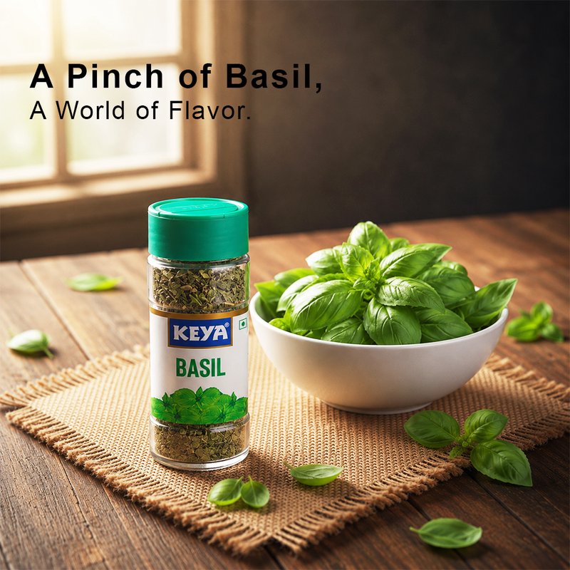 Keya Basil | Premium Dried Basil Herbs | Aromatic Italian Seasoning for Pasta, Pizza, Salads & Everyday Cooking