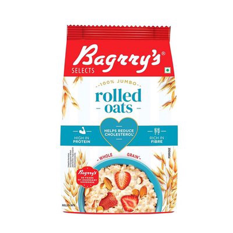 Bagrry’s Rolled Oats Jumbo 1 KG | Premium Wholegrain Breakfast Cereal | High Fiber Healthy Oats | Perfect for Porridge, Smoothies, Overnight Oats & Daily Nutrition