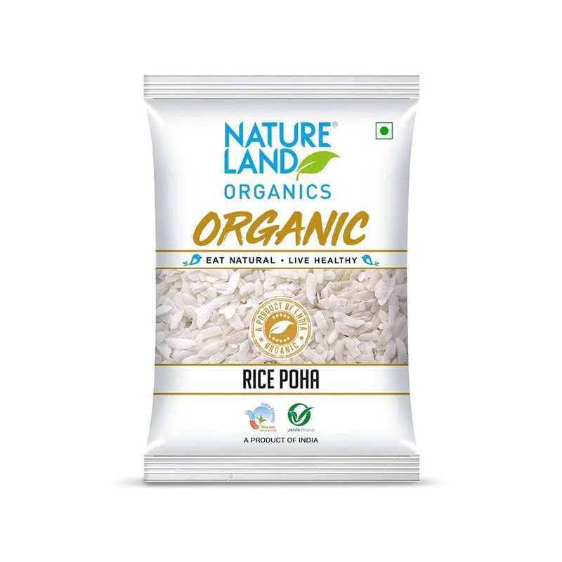 Natureland Organics Rice Poha 500g | 100% Organic Flattened Rice | Premium Thin Poha for Breakfast, Snacks & Traditional Indian Recipes