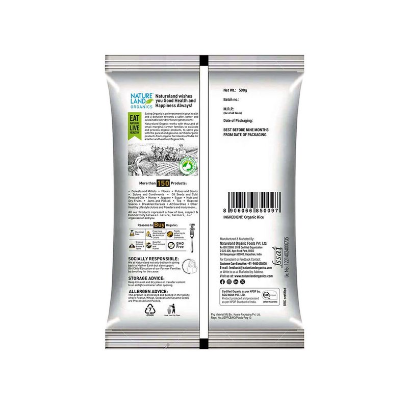 Natureland Organics Rice Poha 500g | 100% Organic Flattened Rice | Premium Thin Poha for Breakfast, Snacks & Traditional Indian Recipes thumbnail 2