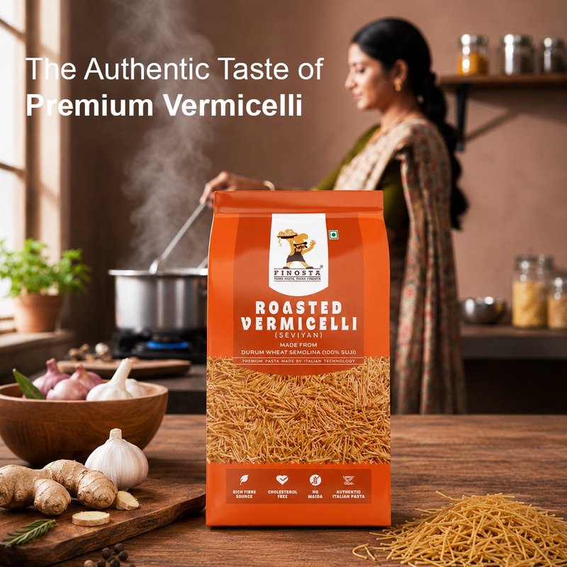 Finosta Roasted Vermicelli 1kg | Premium Roasted Seviyan | Ready-to-Cook Vermicelli for Kheer, Upma & Breakfast Recipes | Non-Sticky Family Pack thumbnail 2