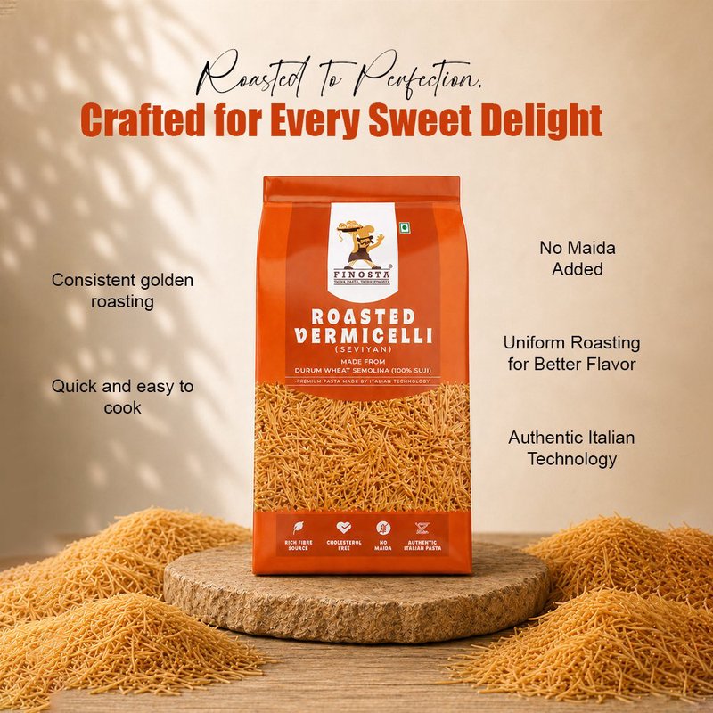Finosta Roasted Vermicelli 1kg | Premium Roasted Seviyan | Ready-to-Cook Vermicelli for Kheer, Upma & Breakfast Recipes | Non-Sticky Family Pack thumbnail 3