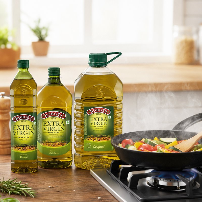 Borges Extra Virgin Olive Oil | Premium Cold Extracted Olive Oil | Ideal for Salads, Dressing, Dips & Everyday Cooking | PET Bottle