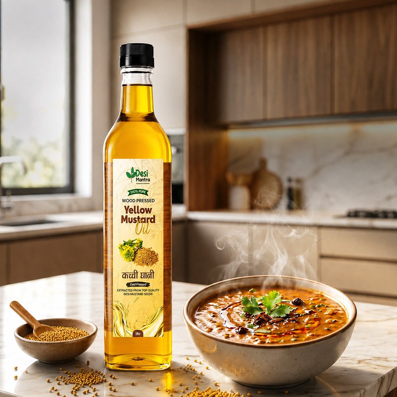 Desi Mantra Wood Pressed Yellow Mustard Oil | Cold Pressed & Naturally Extracted | Pure Kachi Ghani Mustard Oil | Rich Aroma & Traditional Taste | Ideal for Healthy Everyday Cooking thumbnail 3