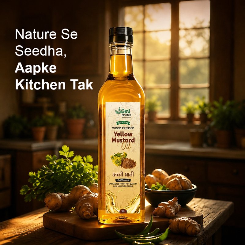 Desi Mantra Wood Pressed Yellow Mustard Oil | Cold Pressed & Naturally Extracted | Pure Kachi Ghani Mustard Oil | Rich Aroma & Traditional Taste | Ideal for Healthy Everyday Cooking thumbnail 4