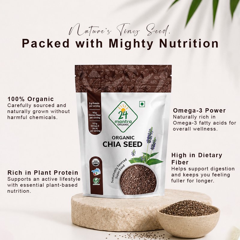 24 Mantra Organic Chia Seeds | Premium Superfood | Rich in Omega-3, Fiber & Protein | Healthy Daily Nutrition