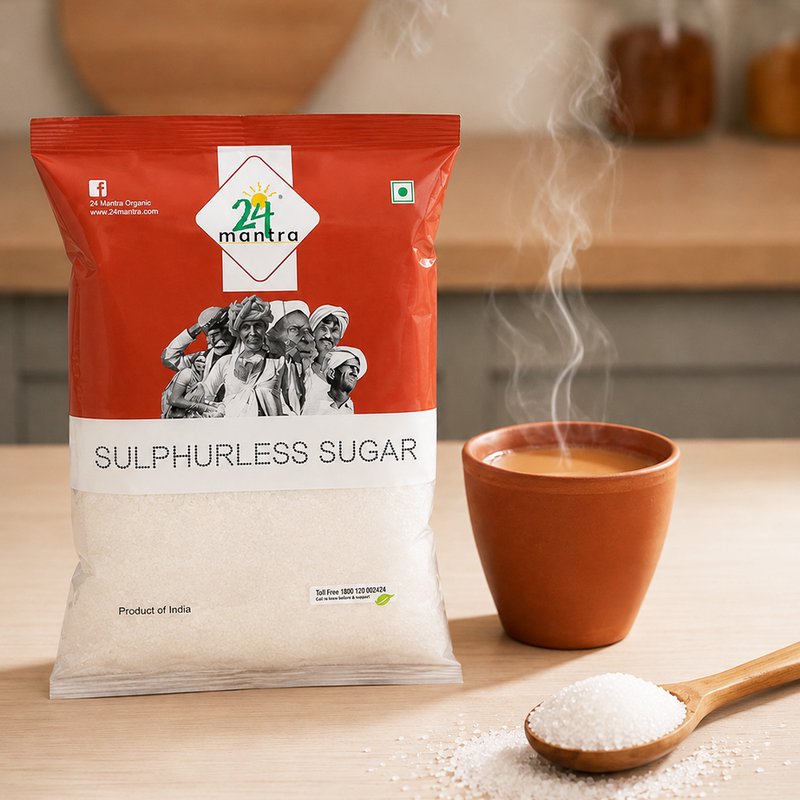 24 Mantra Organic Sulphurless Sugar | 100% Certified Organic Sugar | Chemical-Free | No Sulphur Processing | Pure & Natural Sweetener