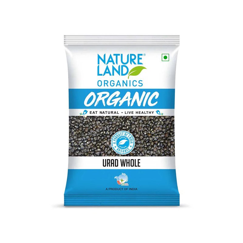 Natureland Organics Urad Whole 500g | 100% Organic Whole Black Gram | Protein & Fibre Rich Dal | Ideal for Dal Makhani, Curries & Everyday Cooking