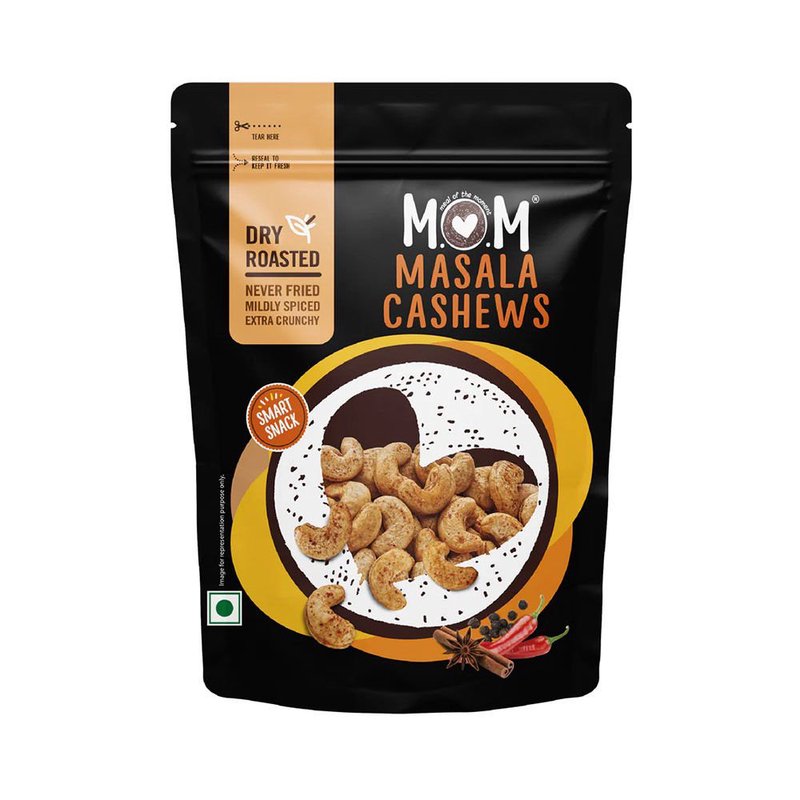 MOM Masala Cashews 42g | Spicy Roasted Kaju | Ready-to-Eat Crunchy Snack | Single-Serve Pack