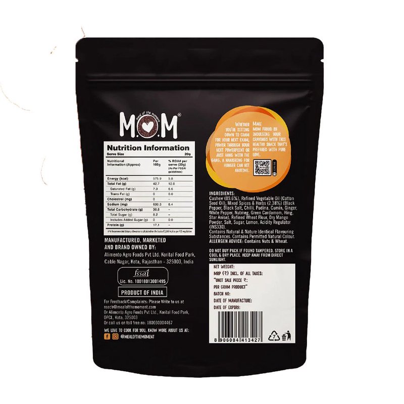 MOM Masala Cashews 42g | Spicy Roasted Kaju | Ready-to-Eat Crunchy Snack | Single-Serve Pack thumbnail 2