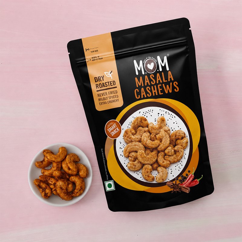 MOM Masala Cashews 42g | Spicy Roasted Kaju | Ready-to-Eat Crunchy Snack | Single-Serve Pack