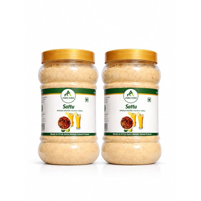 Agro Aura Sattu Masala Salted Premix | Instant Sattu Drink Mix | High Protein & Fibre | Traditional Bihar Style Beverage | Natural Energy Booster | Ready to Drink | 500g Pack Of 2