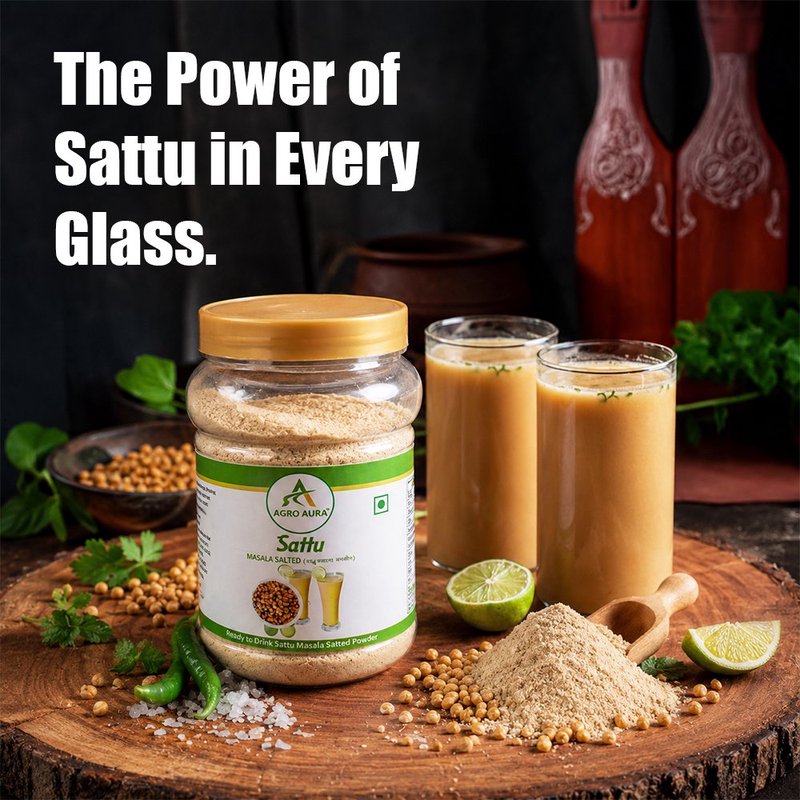 Agro Aura Sattu Masala Salted Premix | Instant Sattu Drink Mix | High Protein & Fibre | Traditional Bihar Style Beverage | Natural Energy Booster | Ready to Drink | 500g Pack Of 2 thumbnail 2