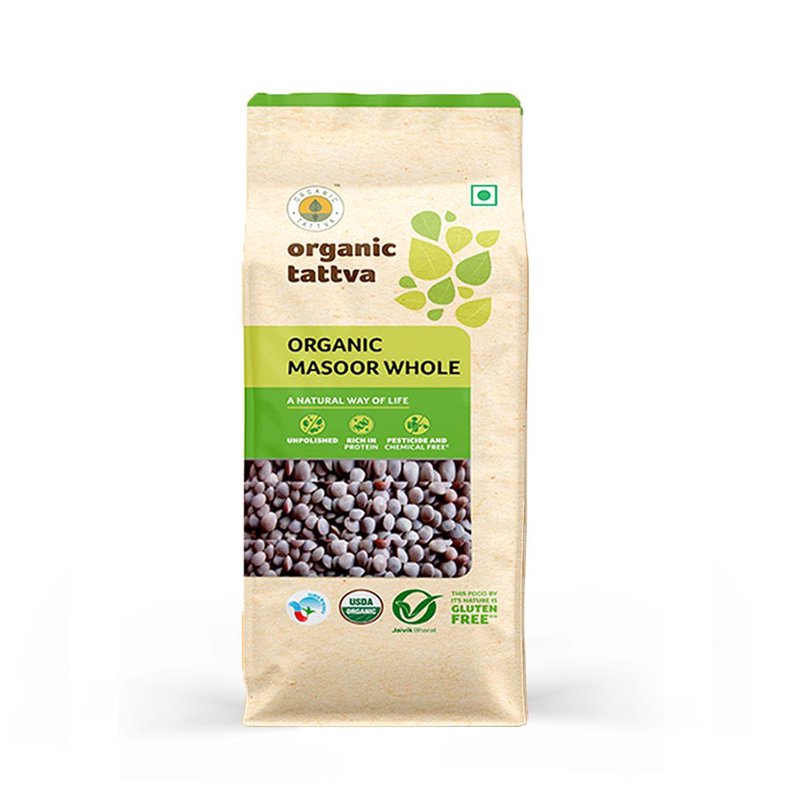 Organic Tattva Whole Masoor | Organic Brown Lentils | Premium Whole Masoor Dal | Protein Packed Lentils for Daily Use