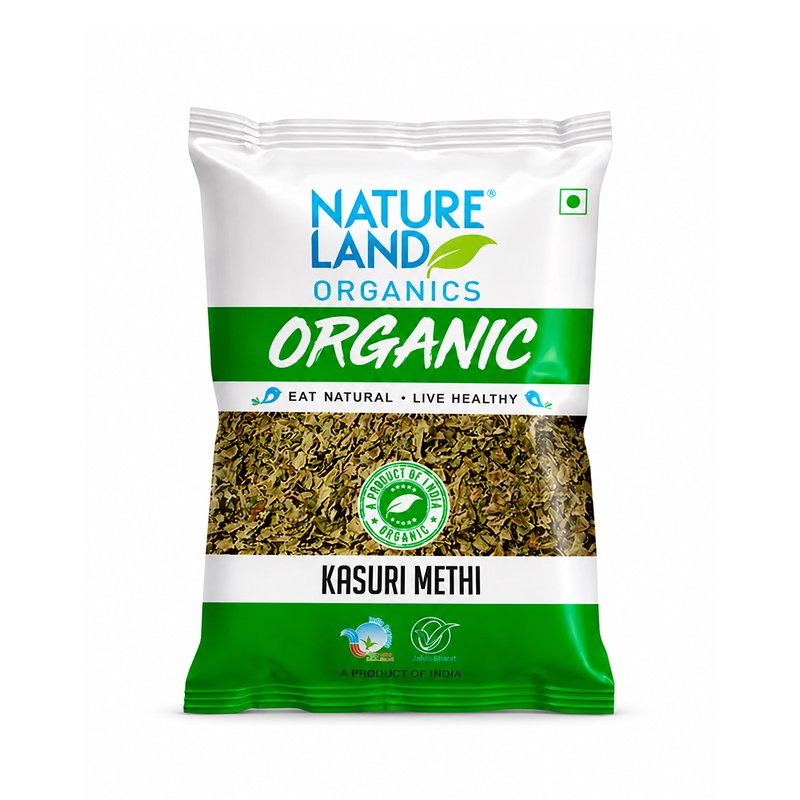 Natureland Organics Kasuri Methi 50g | 100% Organic Dried Fenugreek Leaves | Aromatic Herb for Curries, Parathas, Gravies & Indian Cooking