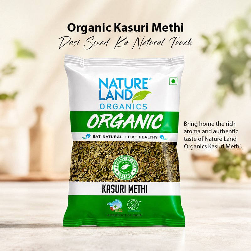 Natureland Organics Kasuri Methi 50g | 100% Organic Dried Fenugreek Leaves | Aromatic Herb for Curries, Parathas, Gravies & Indian Cooking