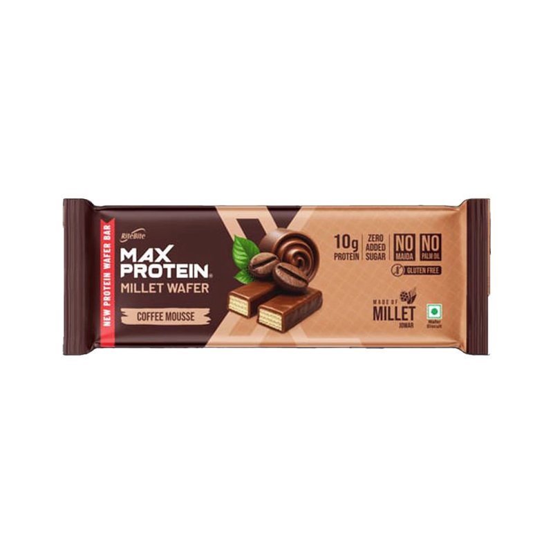 RiteBite Max Protein Coffee Mousse Millet Wafer Bar | 10g Protein | Zero Added Sugar | No Maida | No Palm Oil | Crunchy Healthy Snack
