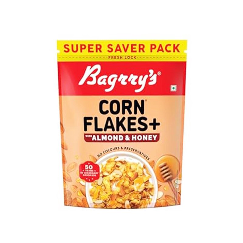 Bagrry's Corn Flakes Plus 27g | High-Fibre Breakfast Cereal with Corn & Whole Grains | Crispy Healthy Breakfast for Energy, Digestion & Daily Nutrition