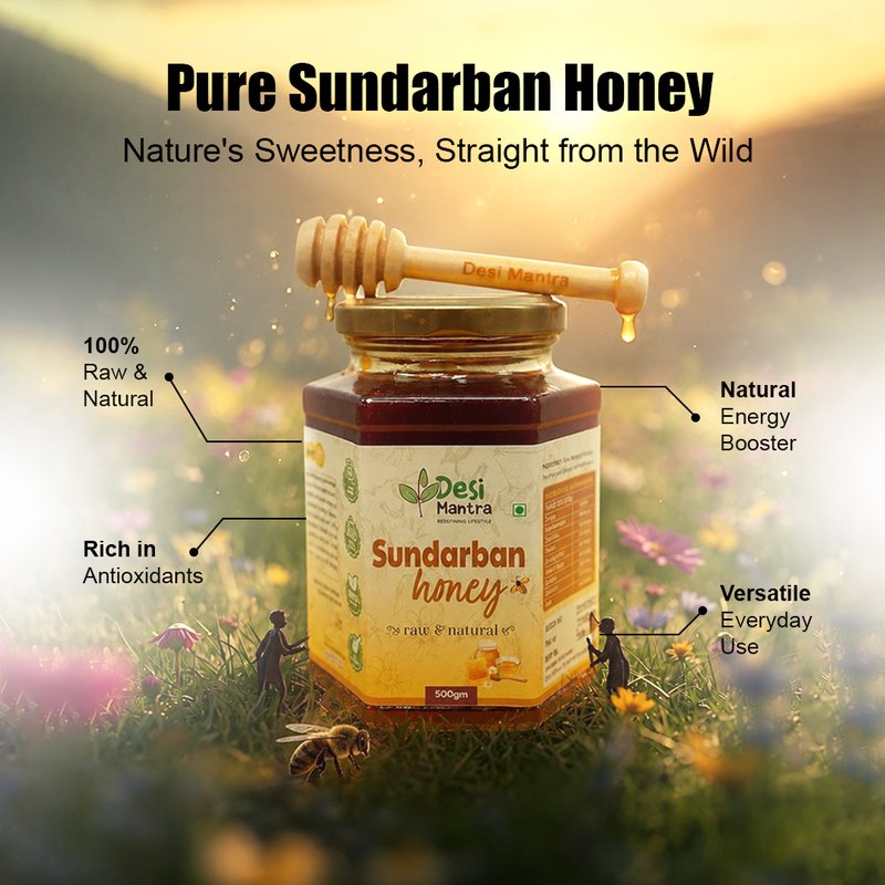 Desi Mantra Sundarban Honey | Pure Raw & Natural Forest Honey | Traditionally Harvested & Unprocessed | No Added Sugar | Rich Flavor Healthy Sweetener for Everyday Wellness thumbnail 4