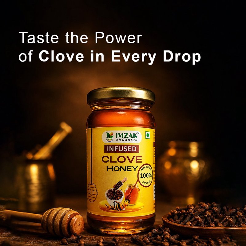 Imzak Infused Clove Honey | Pure Raw & Natural Honey with Clove Goodness | Herbal Honey Rich in Antioxidants & Natural Enzymes | Healthy Sweetener for Immunity, Digestion, Sore Throat & Daily Wellness | Unprocessed Honey thumbnail 2