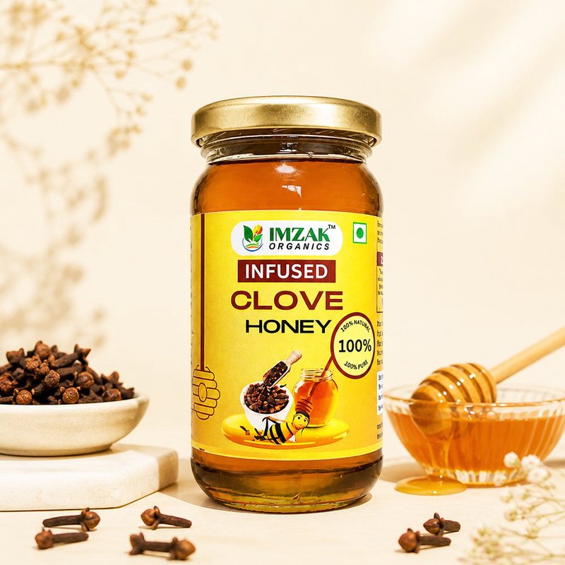Imzak Infused Clove Honey | Pure Raw & Natural Honey with Clove Goodness | Herbal Honey Rich in Antioxidants & Natural Enzymes | Healthy Sweetener for Immunity, Digestion, Sore Throat & Daily Wellness | Unprocessed Honey thumbnail 4