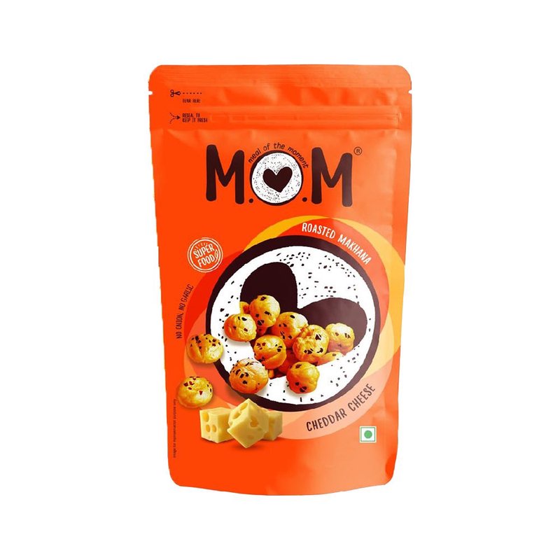 MOM Cheddar Cheese Makhana 70g | Roasted Fox Nuts | Cheddar Cheese Flavoured | Crunchy Ready-to-Eat Snack | High Protein