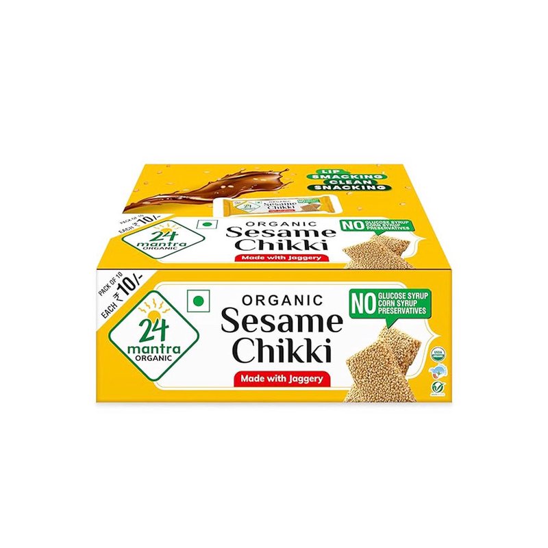 24 Mantra Organic Sesame Chikki | Til Chikki | Roasted Sesame Seeds & Jaggery | Traditional Indian Snack | Ready to Eat