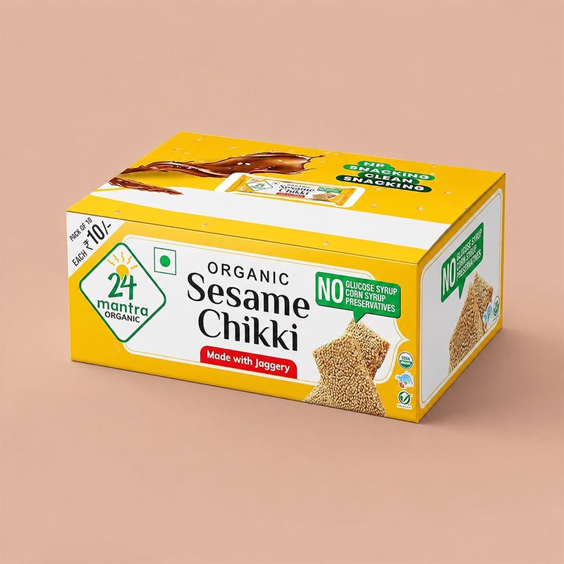 24 Mantra Organic Sesame Chikki | Til Chikki | Roasted Sesame Seeds & Jaggery | Traditional Indian Snack | Ready to Eat