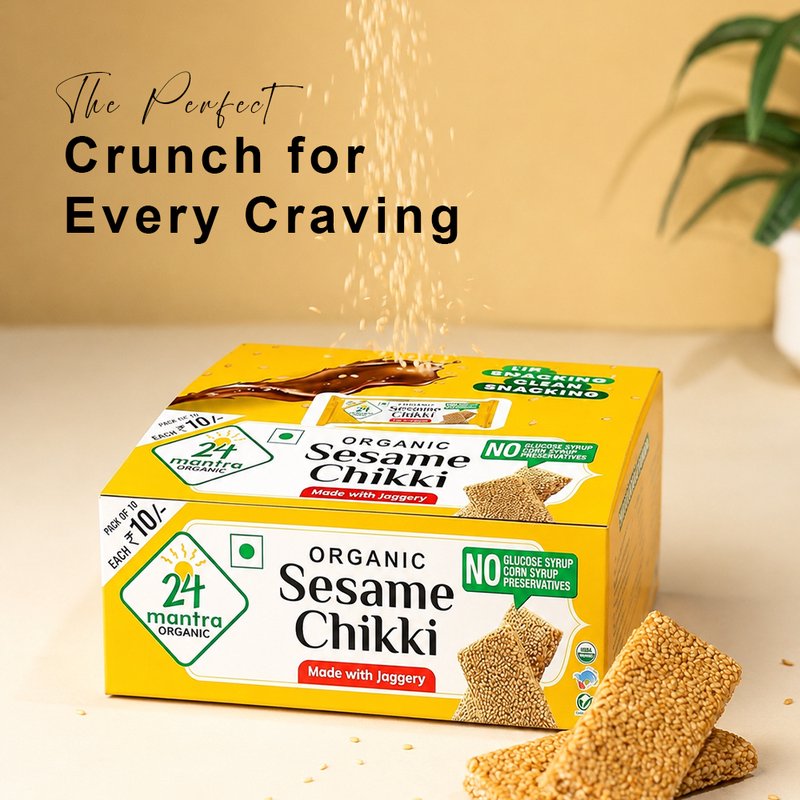 24 Mantra Organic Sesame Chikki | Til Chikki | Roasted Sesame Seeds & Jaggery | Traditional Indian Snack | Ready to Eat