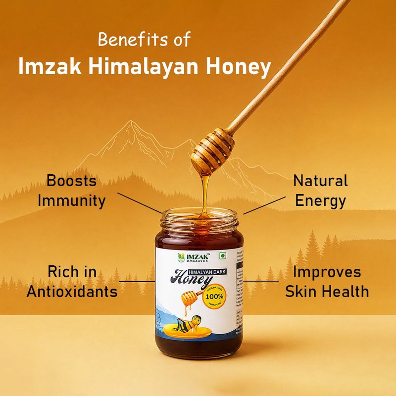 Imzak Himalayan Dark Honey | 100% Pure Raw & Natural Forest Honey | Unprocessed Himalayan Honey Rich in Antioxidants & Minerals | Bold Rich Taste | Healthy Natural Sweetener for Immunity, Energy & Daily Wellness thumbnail 3