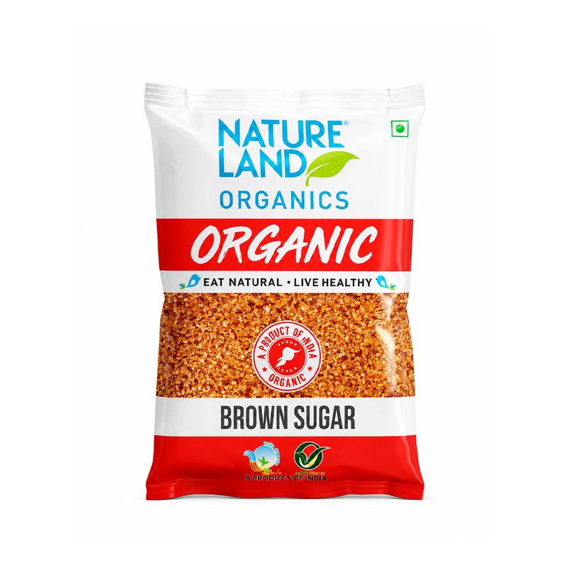 Natureland Organics Brown Sugar 500g | 100% Organic Brown Sugar | Fine Natural Sweetener for Tea, Coffee, Baking, Desserts & Everyday Cooking