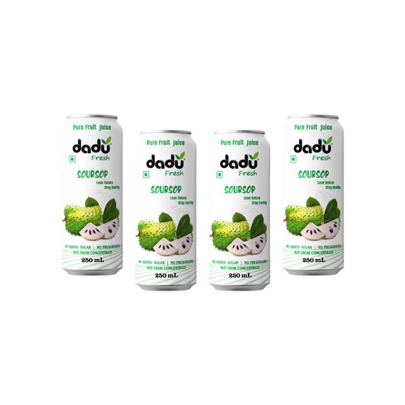 Dadu Fresh Soursop Juice | 4 Cans Combo | 100% Natural Exotic Superfruit Juice | Antioxidant Rich Healthy Beverage | No Added Sugar, No Preservatives & Not From Concentrate | Vitamin Rich Drink for Immunity, Digestion, Energy & Daily Wellness | Refreshing Tropical Fruit Juice for Kids & Adults