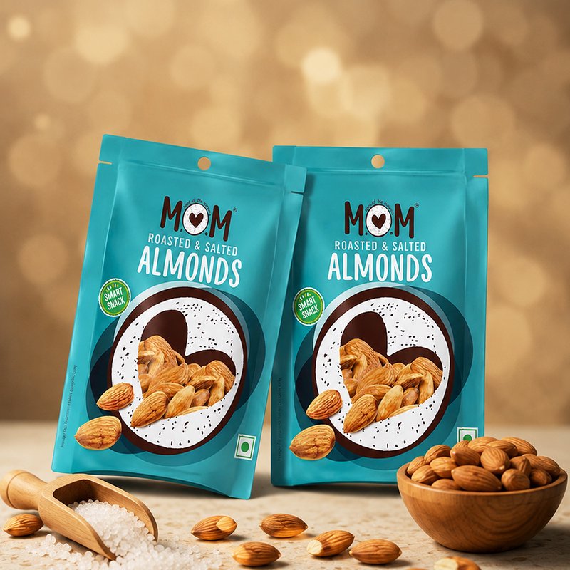 MOM Roasted Salted Almonds 12g | Premium Roasted Badam | Ready-to-Eat Snack | Single Serve Pack