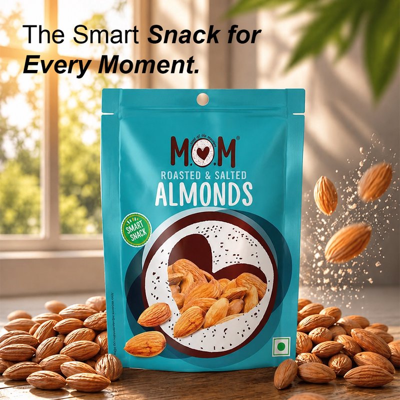 MOM Roasted Salted Almonds 12g | Premium Roasted Badam | Ready-to-Eat Snack | Single Serve Pack