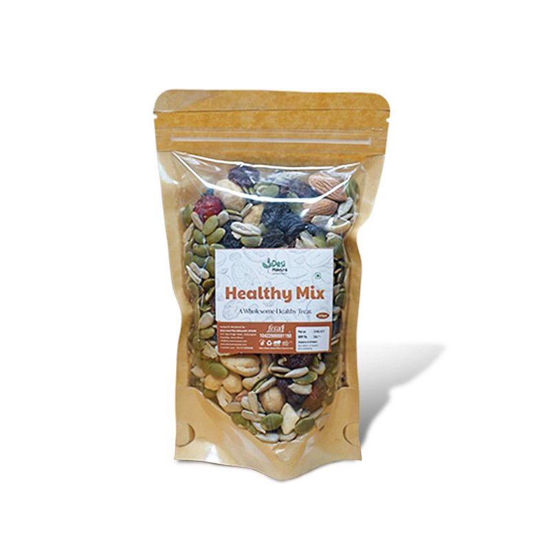 Desi Mantra Healthy Mix Premium Trail Mix | Crunchy Blend of Nuts, Seeds & Dried Fruits | Protein & Fiber Rich Healthy Snack | Perfect for Travel, Office & Daily Munching