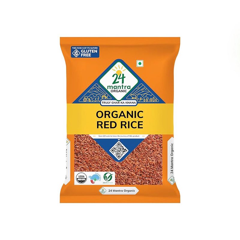 24 Mantra Organic Red Rice | Unpolished Whole Grain Rice | Naturally Rich in Fiber | Premium Organic Rice