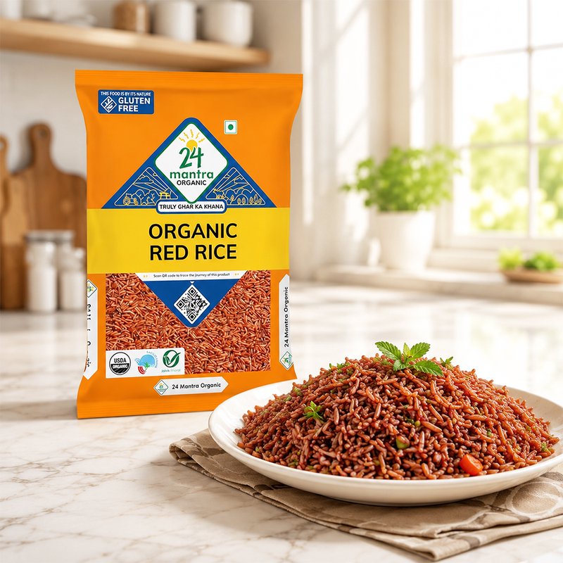 24 Mantra Organic Red Rice | Unpolished Whole Grain Rice | Naturally Rich in Fiber | Premium Organic Rice