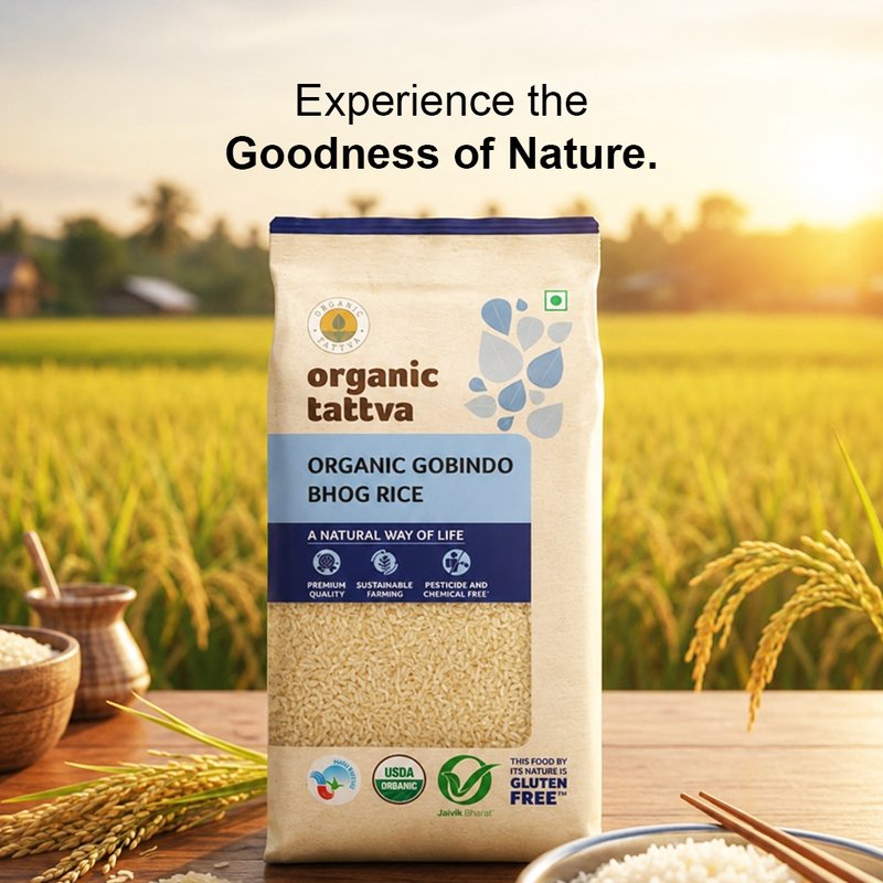 Organic Tattva Gobindo Bhog Rice | Aromatic Rice | Traditional Bengal Rice | Soft & Flavoured Rice