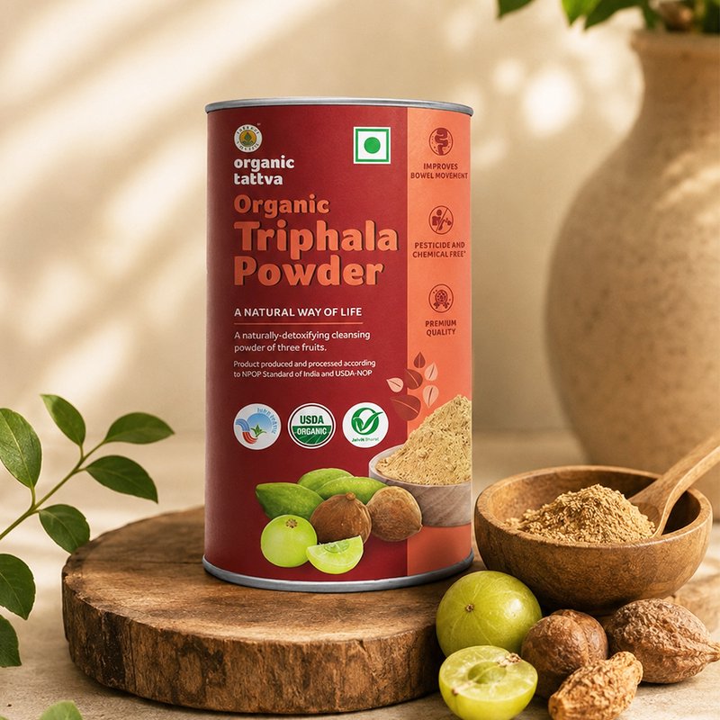 Organic Tattva Triphala Powder | Ayurvedic Herbal Powder | Natural Digestive & Daily Wellness Supplement