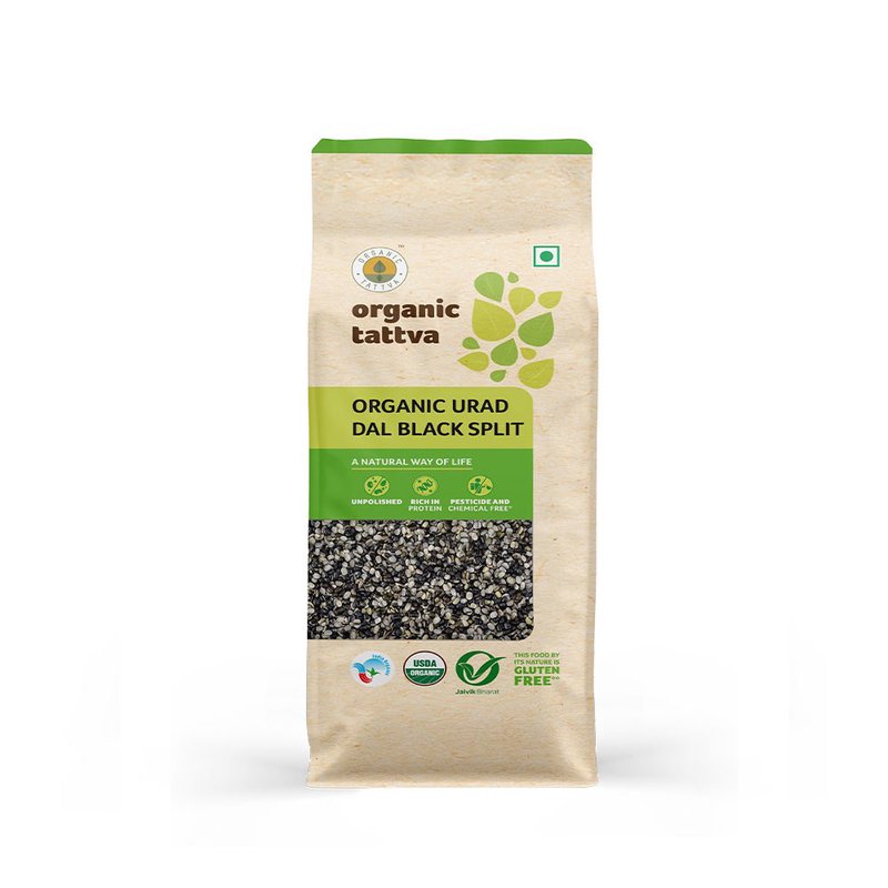 Organic Tattva Urad Dal Black Split | Organic Split Black Gram | Premium Chilka Urad Dal | Protein-Rich Lentils for Everyday Cooking