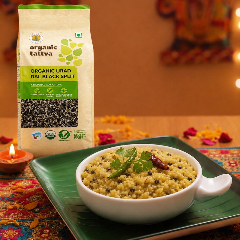 Organic Tattva Urad Dal Black Split | Organic Split Black Gram | Premium Chilka Urad Dal | Protein-Rich Lentils for Everyday Cooking