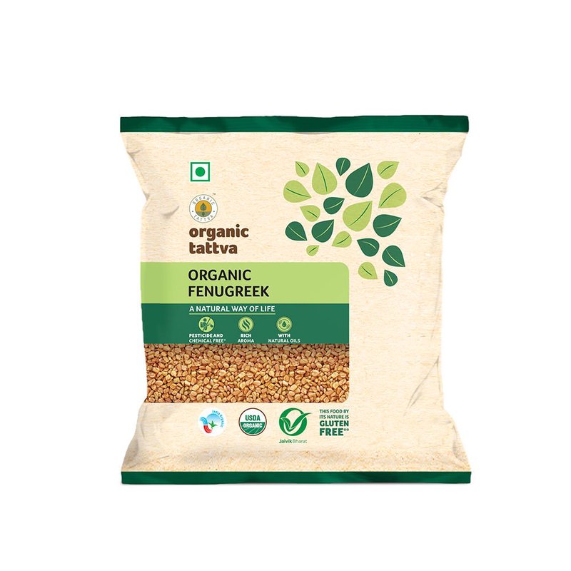 Organic Tattva Fenugreek Seeds | Organic Methi Seeds | Premium Whole Fenugreek | Aromatic Indian Spice for Everyday Cooking