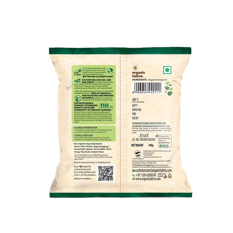Organic Tattva Fenugreek Seeds | Organic Methi Seeds | Premium Whole Fenugreek | Aromatic Indian Spice for Everyday Cooking thumbnail 2